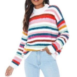 Minkpink Fuzzy Striped Sweater